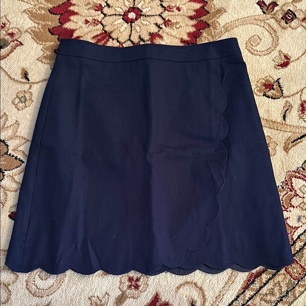 J. Crew Navy Blue Scalloped Skirt